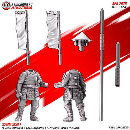 Feudal Japanese Late Sengoku Ashigaru Standing Unit (10 models) Various Scales
