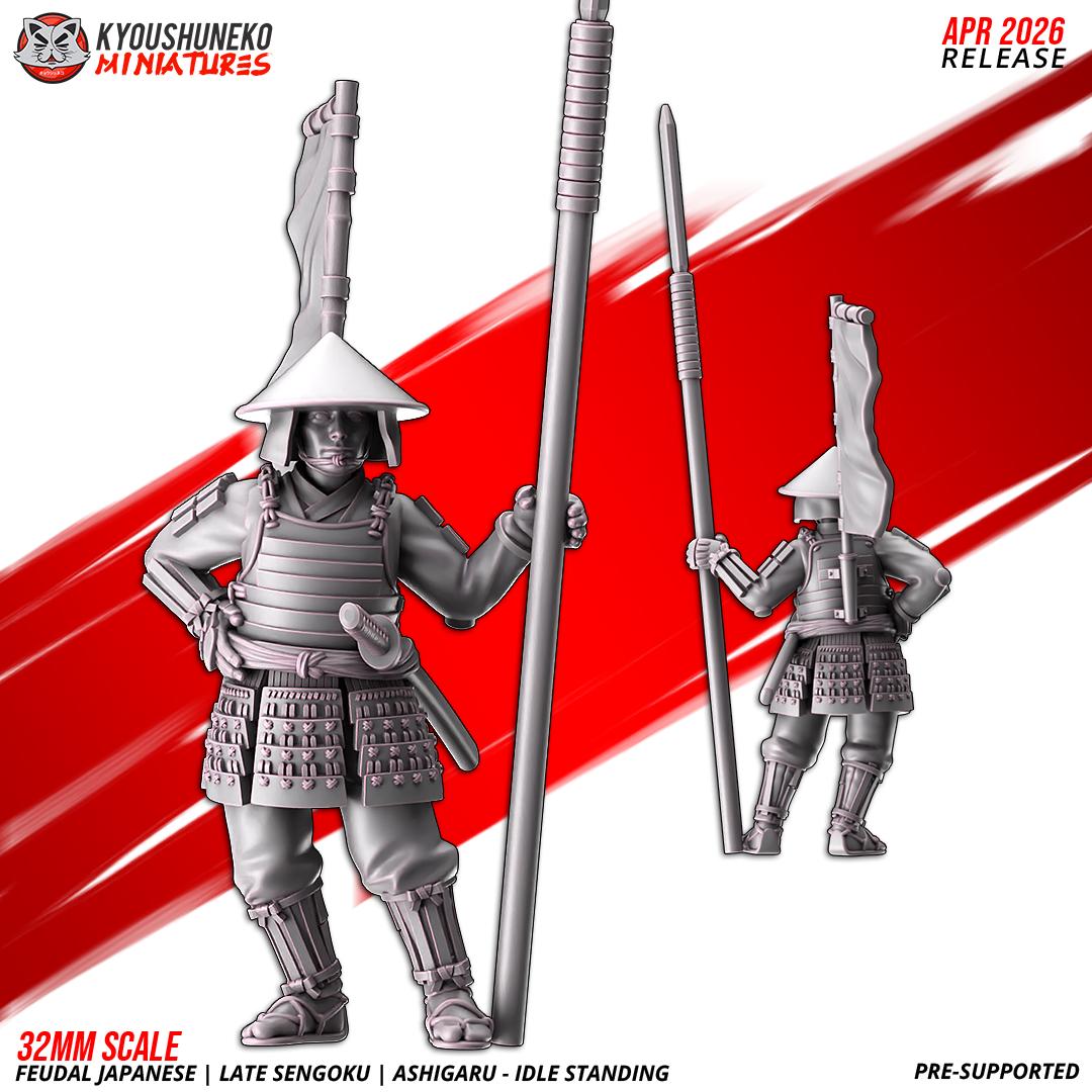 Feudal Japanese Late Sengoku Ashigaru Standing Unit (10 models) Various Scales
