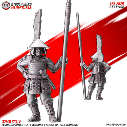 Feudal Japanese Late Sengoku Ashigaru Standing Unit (10 models) Various Scales