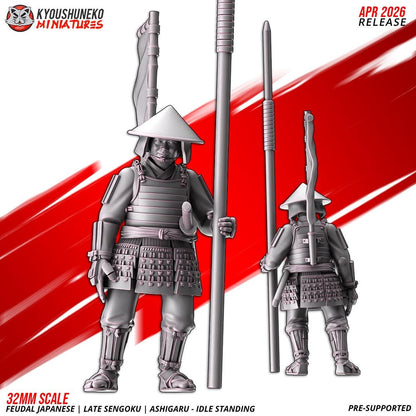 Feudal Japanese Late Sengoku Ashigaru Standing Unit (10 models) Various Scales