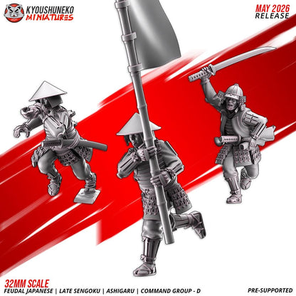 Feudal Japanese Late Sengoku Ashigaru Command Group (3 models) Various Scales
