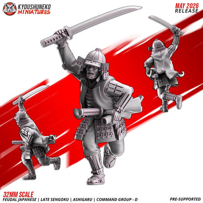 Feudal Japanese Late Sengoku Ashigaru Command Group (3 models) Various Scales