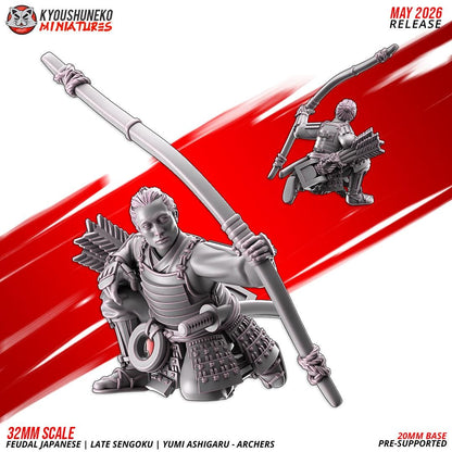 Feudal Japanese Late Sengoku Teppo Ashigaru Archer Unit (10 models) Various Scales