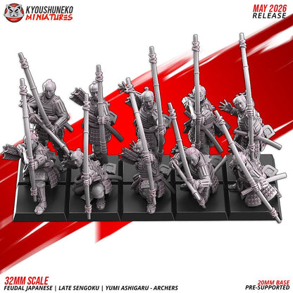 Feudal Japanese Late Sengoku Teppo Ashigaru Archer Unit (10 models) Various Scales