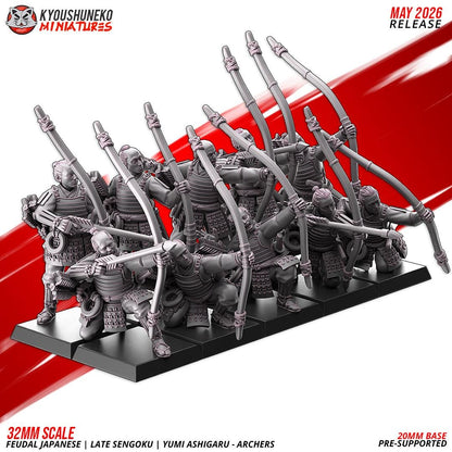Feudal Japanese Late Sengoku Teppo Ashigaru Archer Unit (10 models) Various Scales