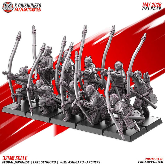 Feudal Japanese Late Sengoku Teppo Ashigaru Archer Unit (10 models) Various Scales