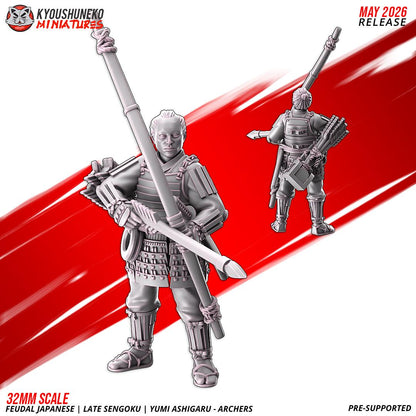 Feudal Japanese Late Sengoku Teppo Ashigaru Archer Unit (10 models) Various Scales