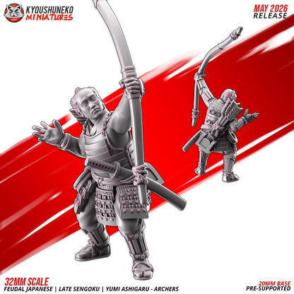 Feudal Japanese Late Sengoku Teppo Ashigaru Archer Unit (10 models) Various Scales