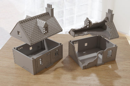 Wargaming Terrain WWII Normandy French Village Houses (set of both) 2 Various Scales Historical Wargaming (US tariffs are pre-paid by us)