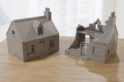 Wargaming Terrain WWII Normandy French Village Houses (set of both) 2 Various Scales Historical Wargaming (US tariffs are pre-paid by us)
