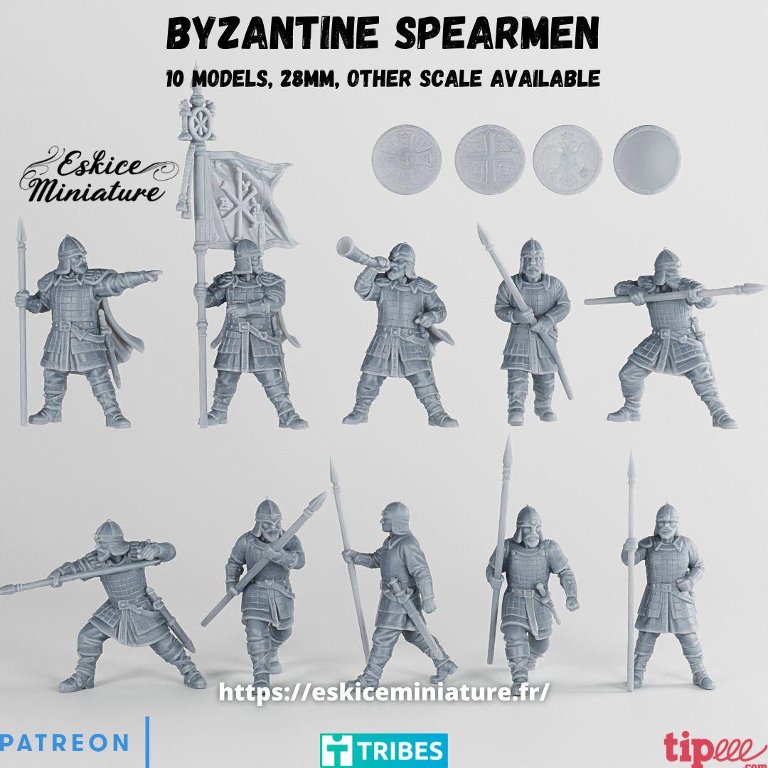 Ancient Byzantine Spearmen Unit (10 models) Various Scales Historical Wargaming (US tariffs are pre-paid by us)