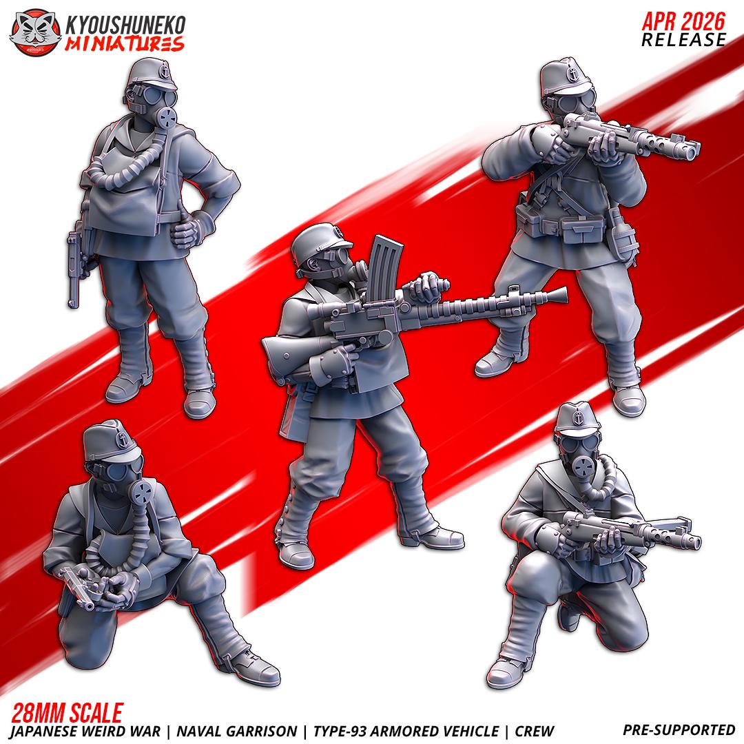 WWII Weird War Japanese Naval Garrison Type 93 Armoured Vehicle Crew (5 models)