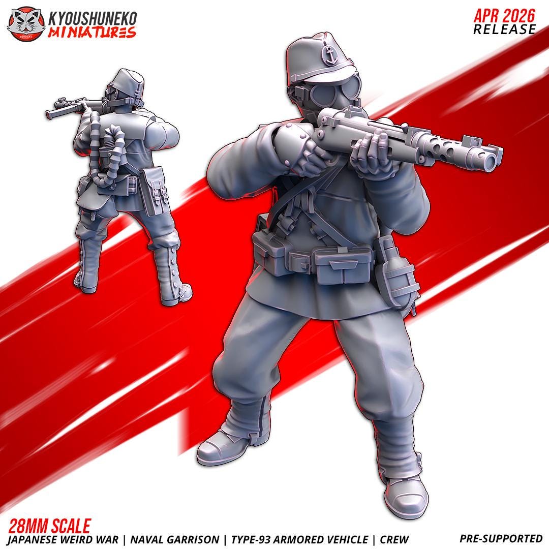 WWII Weird War Japanese Naval Garrison Type 93 Armoured Vehicle Crew (5 models)