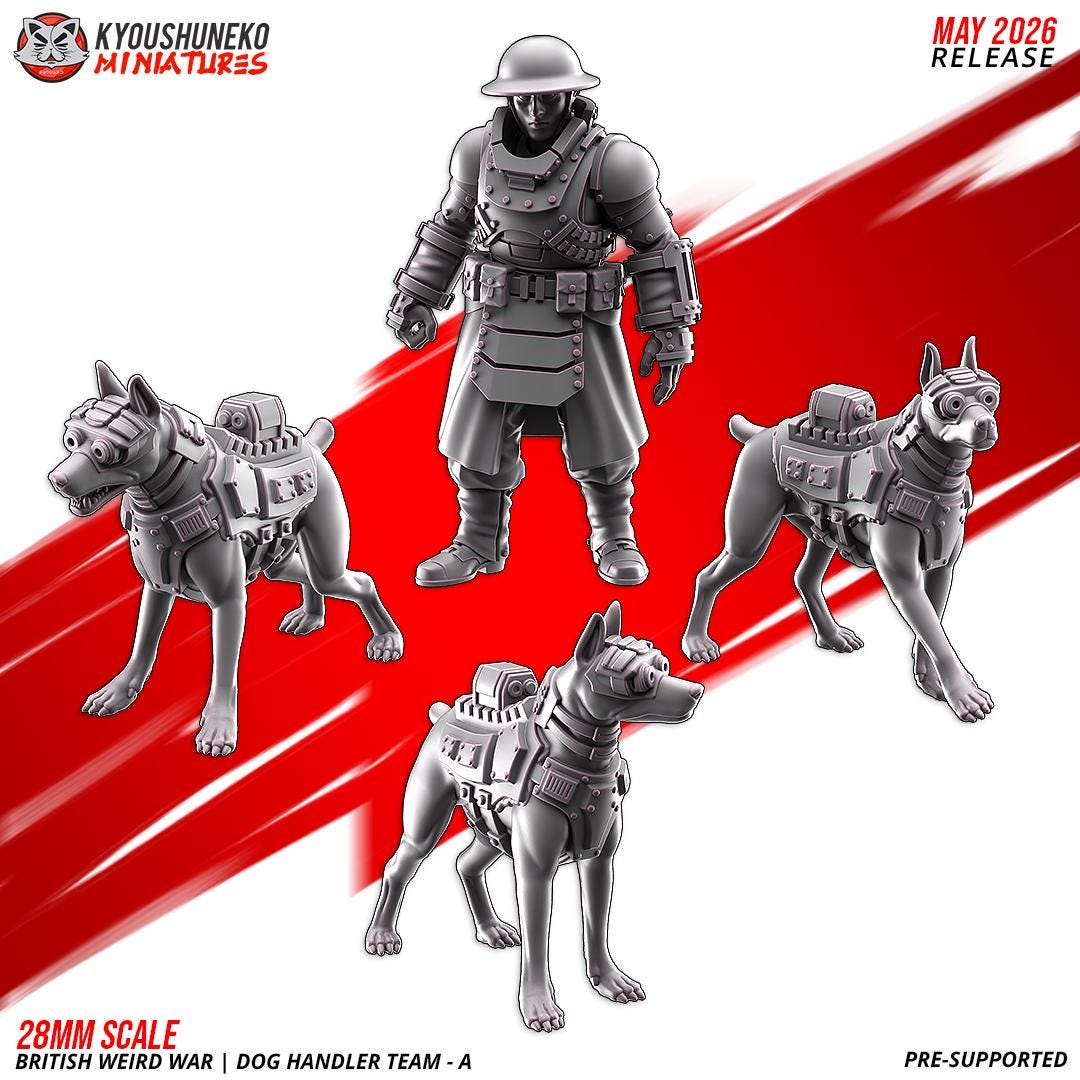 Weird War British War Dog Handler Team (4 models)
