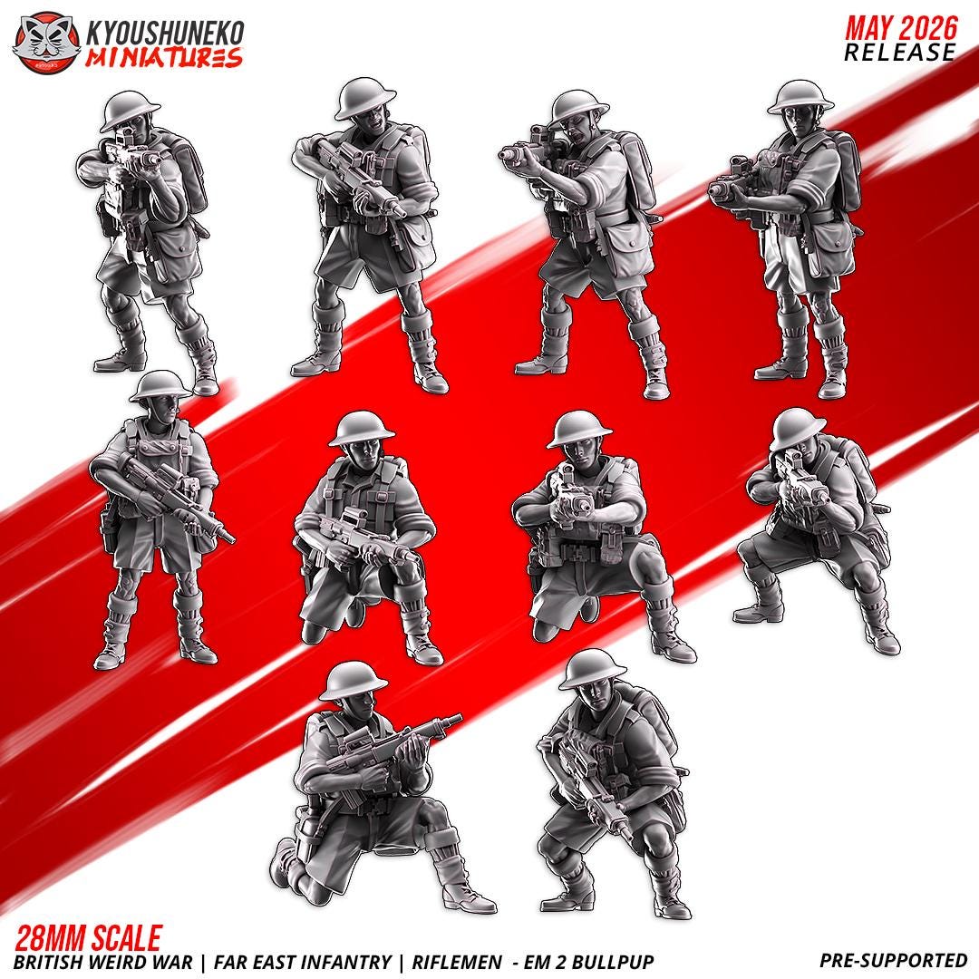 Weird War British Far East Bullpup Infantry Squad (10 models) Various Scales