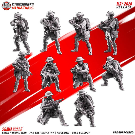 Weird War British Far East Bullpup Infantry Squad (10 models) Various Scales