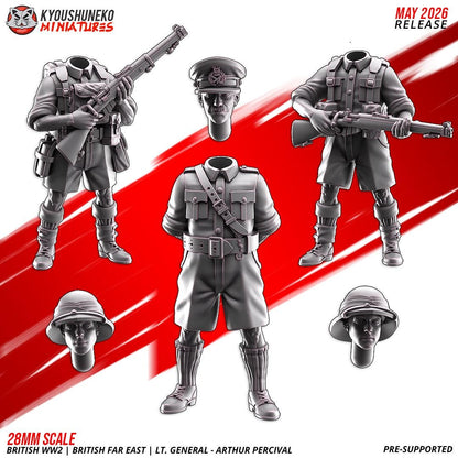 WWII British Far East Lt General Arthur Percival with Bodyguards (3 models) Various Scales