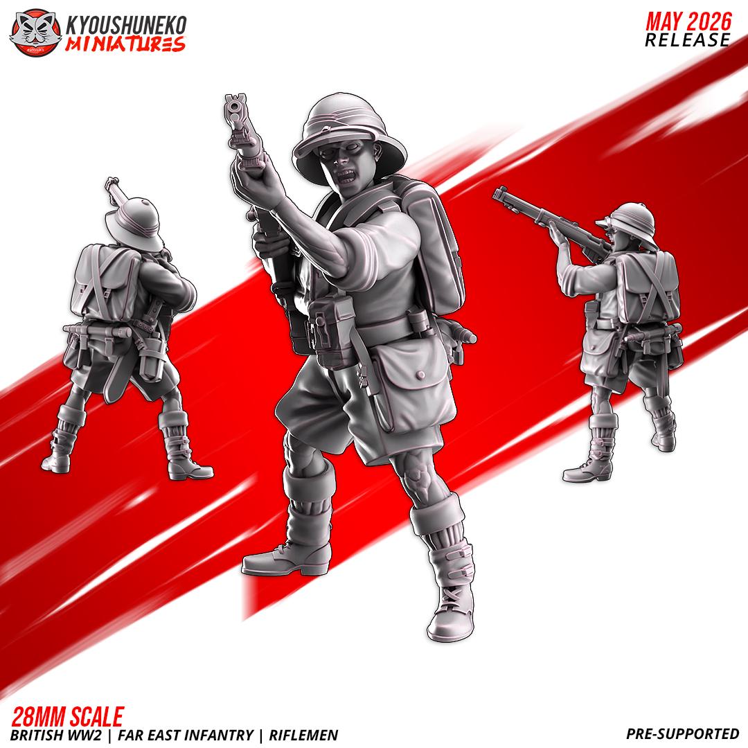 WWII British Far East Infantry Squad (10 models) Various Scales
