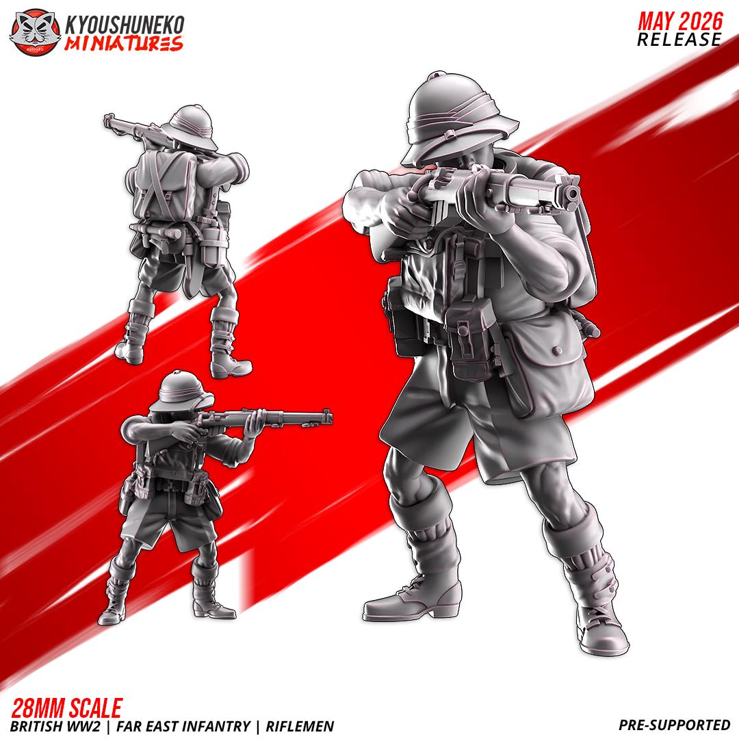 WWII British Far East Infantry Squad (10 models) Various Scales