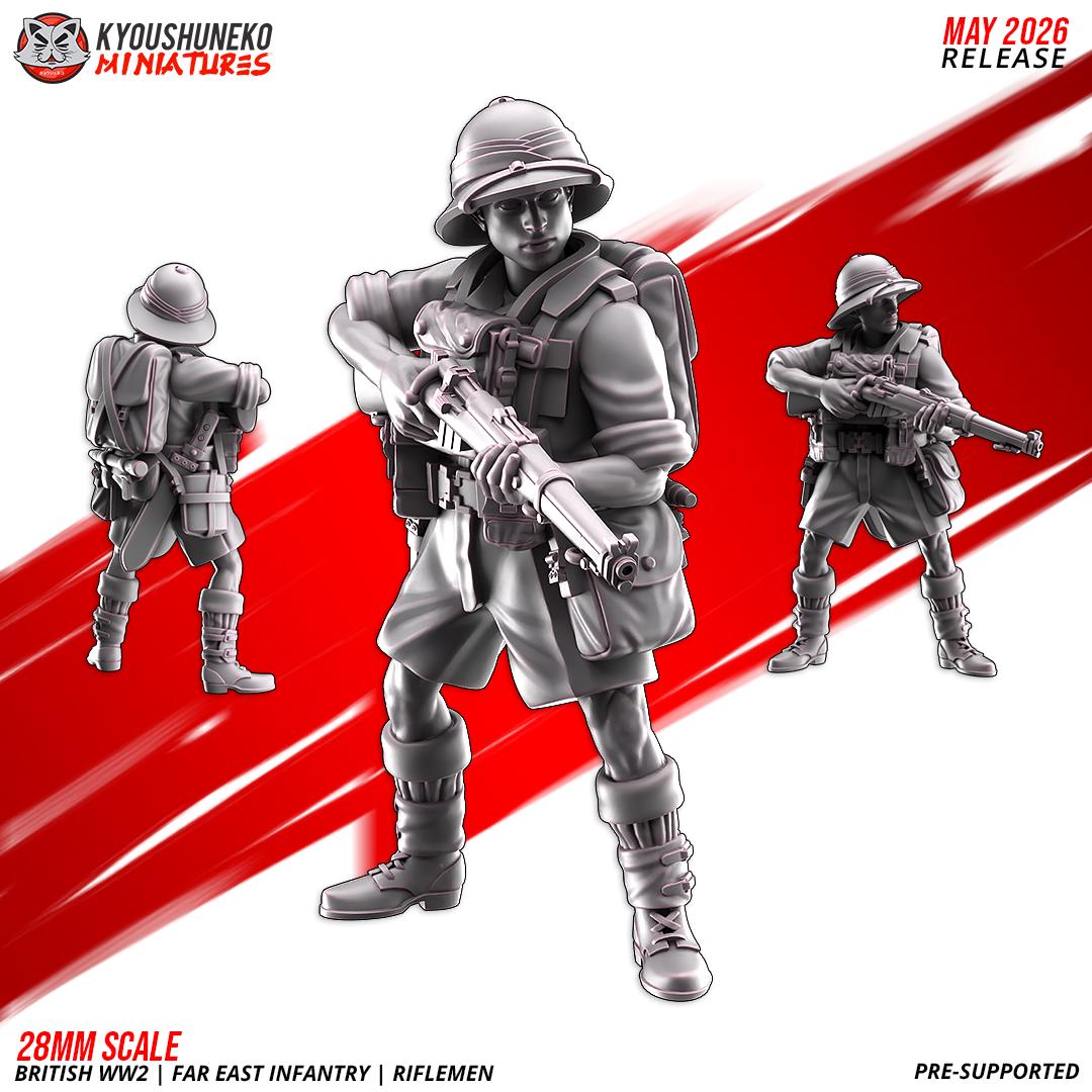 WWII British Far East Infantry Squad (10 models) Various Scales