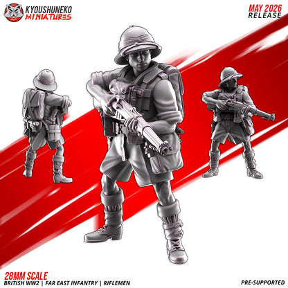 WWII British Far East Infantry Squad (10 models) Various Scales