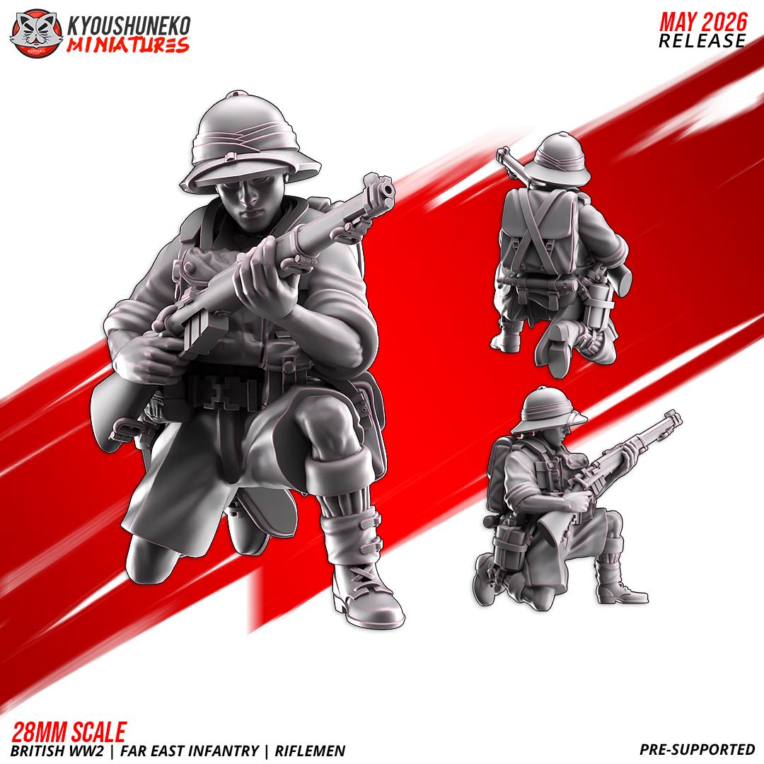 WWII British Far East Infantry Squad (10 models) Various Scales