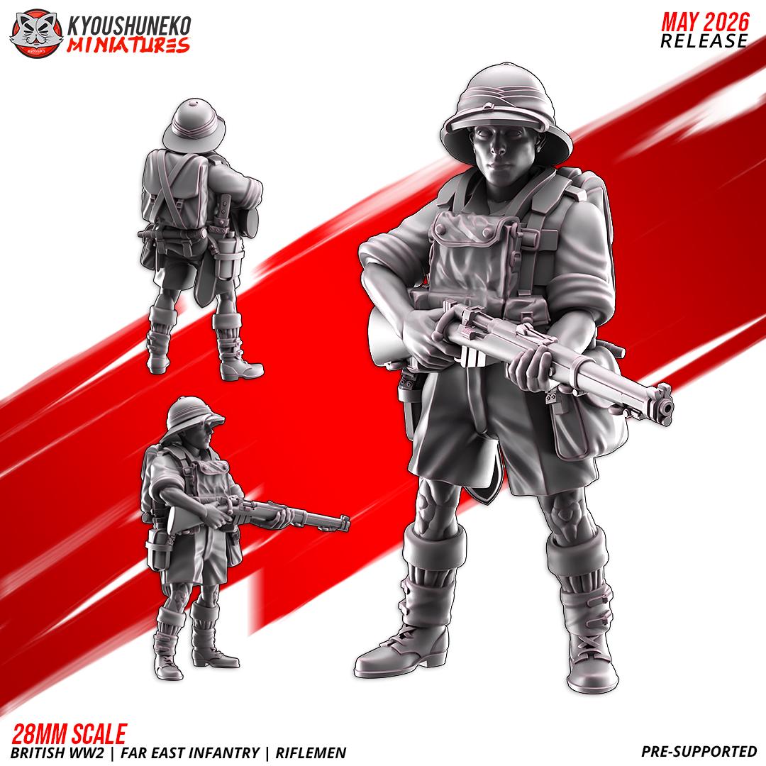 WWII British Far East Infantry Squad (10 models) Various Scales
