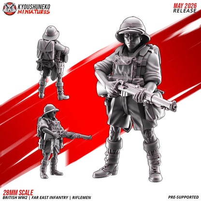 WWII British Far East Infantry Squad (10 models) Various Scales