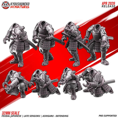 Feudal Japanese Late Sengoku Ashigaru Defending Unit (10 models) Various Scales