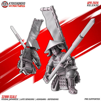 Feudal Japanese Late Sengoku Ashigaru Defending Unit (10 models) Various Scales