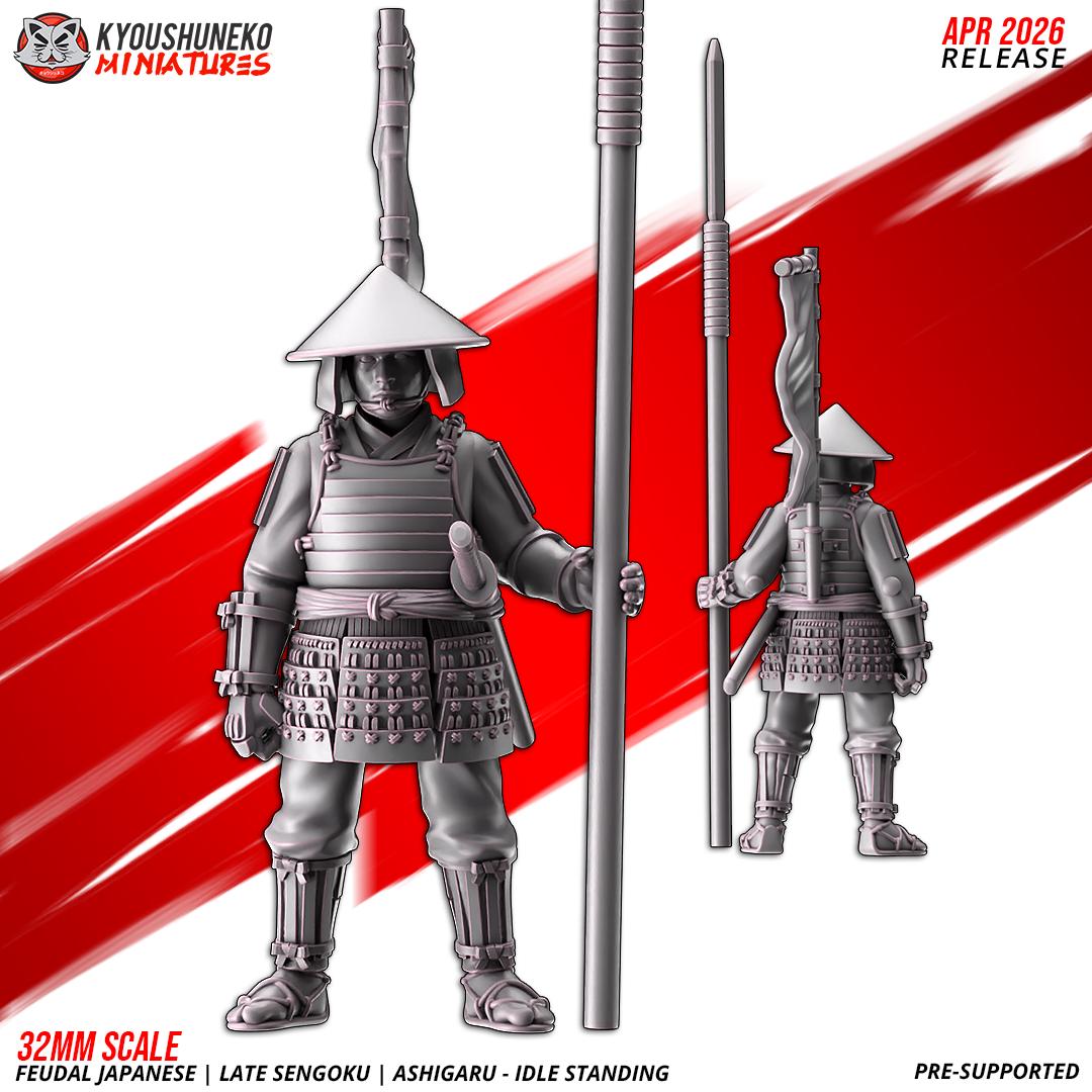 Feudal Japanese Late Sengoku Ashigaru Standing Unit (10 models) Various Scales
