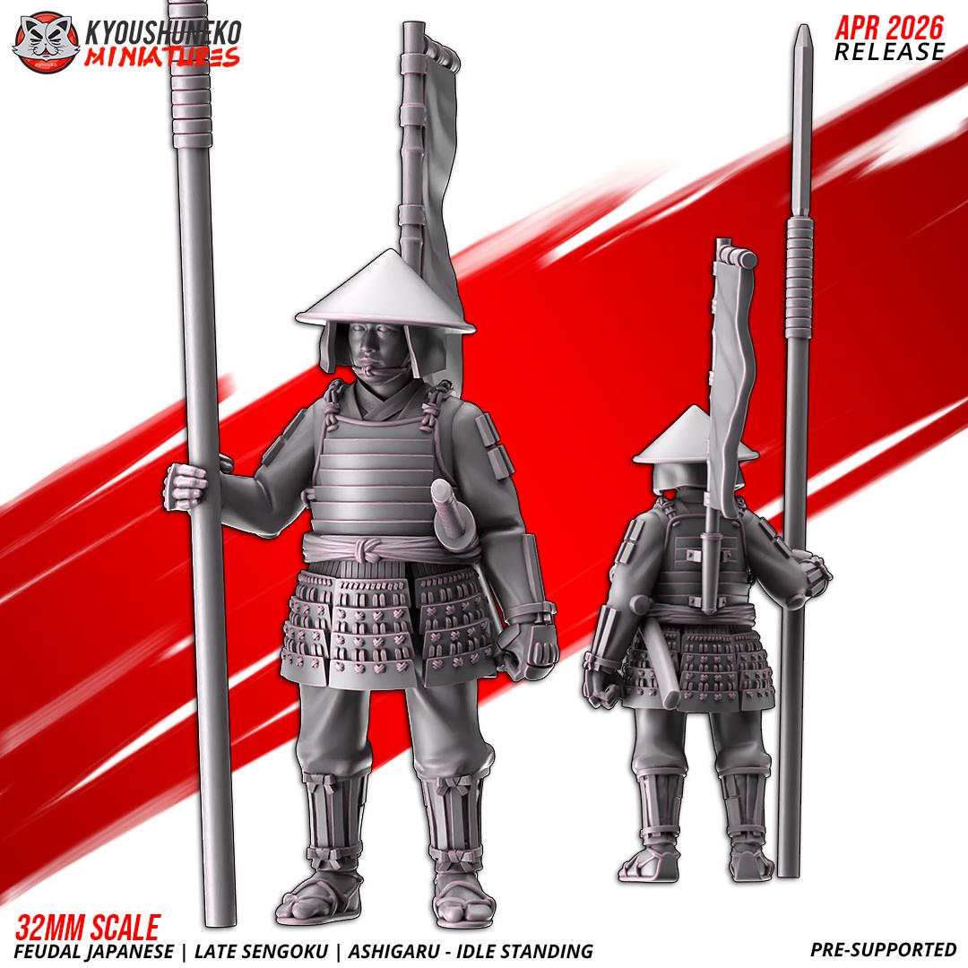 Feudal Japanese Late Sengoku Ashigaru Standing Unit (10 models) Various Scales