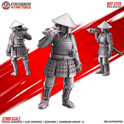 Feudal Japanese Late Sengoku Ashigaru Command Group (3 models) Various Scales