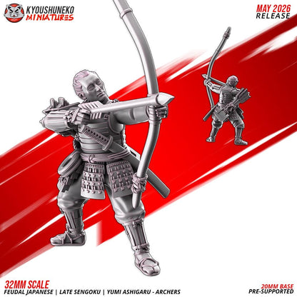 Feudal Japanese Late Sengoku Teppo Ashigaru Archer Unit (10 models) Various Scales