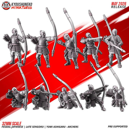 Feudal Japanese Late Sengoku Teppo Ashigaru Archer Unit (10 models) Various Scales