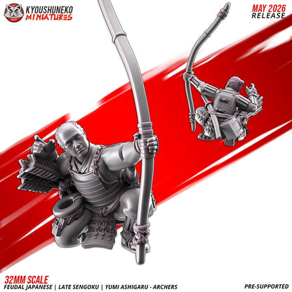 Feudal Japanese Late Sengoku Teppo Ashigaru Archer Unit (10 models) Various Scales