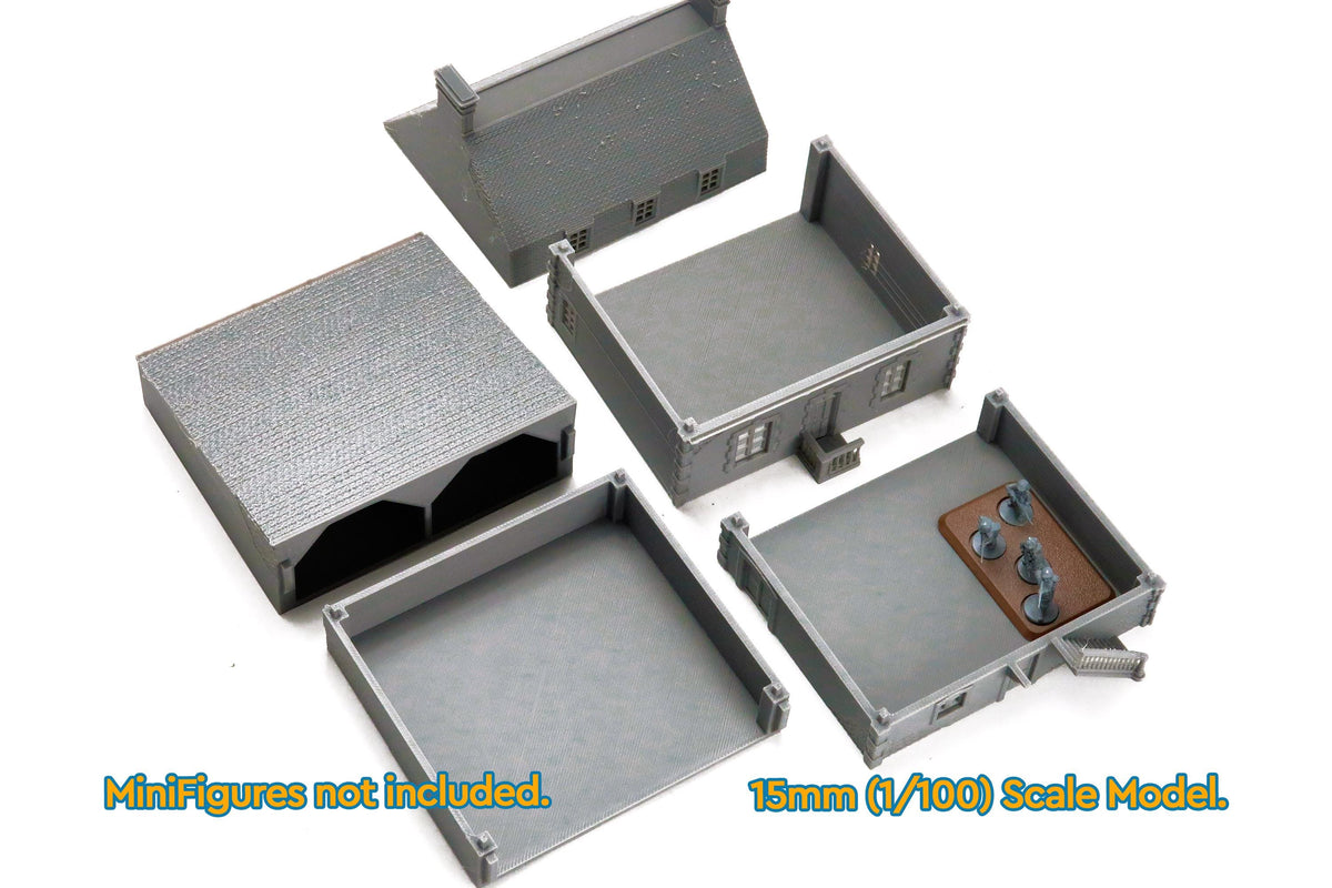 Wargaming Terrain WWII Dead Man's Corner House with Barn Various Scales Historical Wargaming