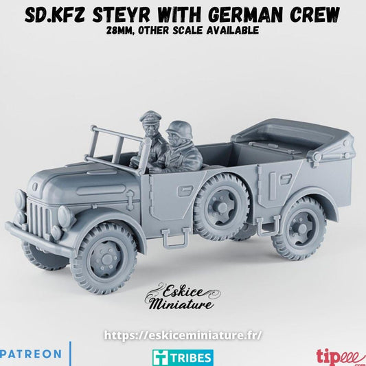 WWII German Steyr 1500A Car with Passengers Various Scales Historical Wargaming