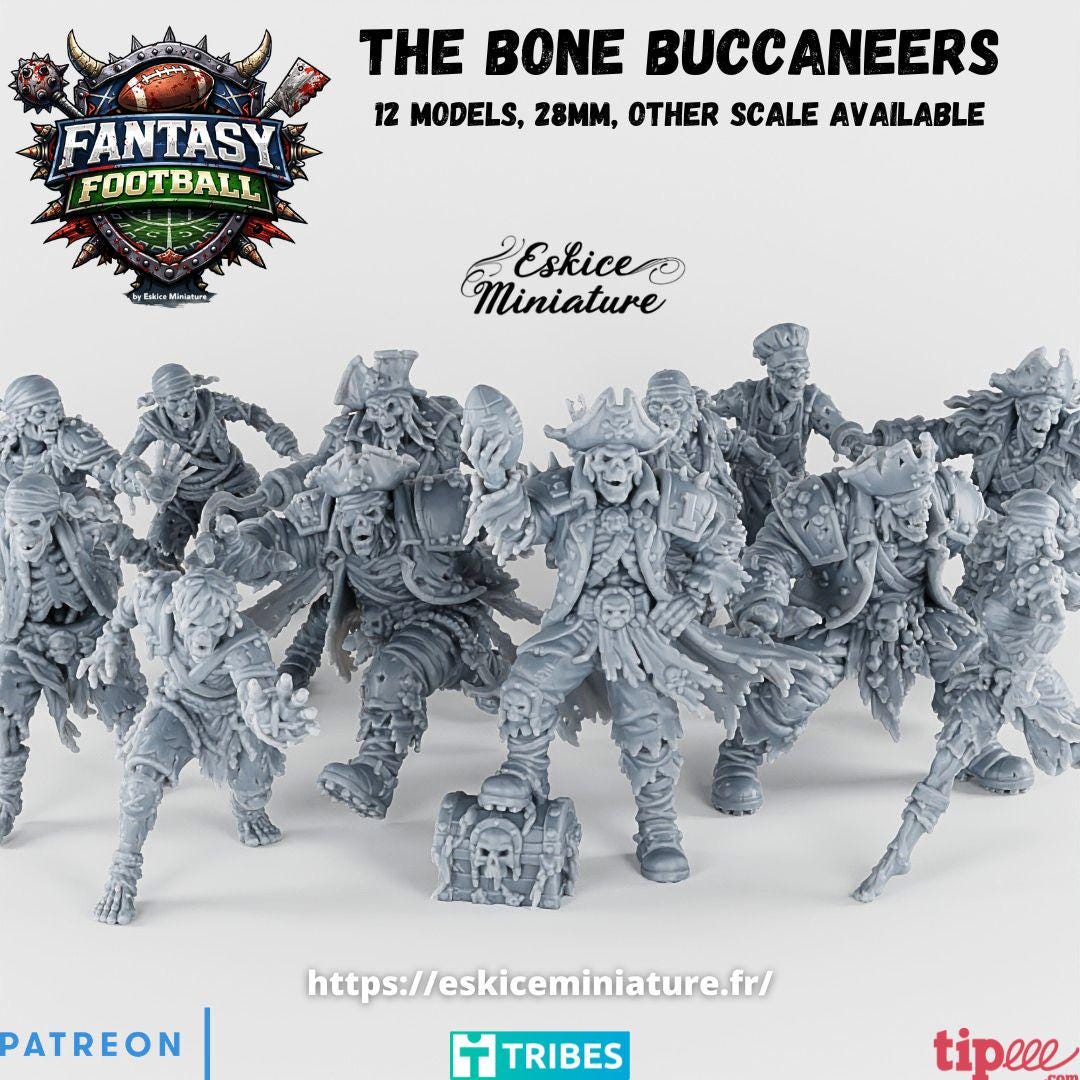 Fantasy Football The Bone Buccaneers Team 12 Models Highland Miniatures Various Scales