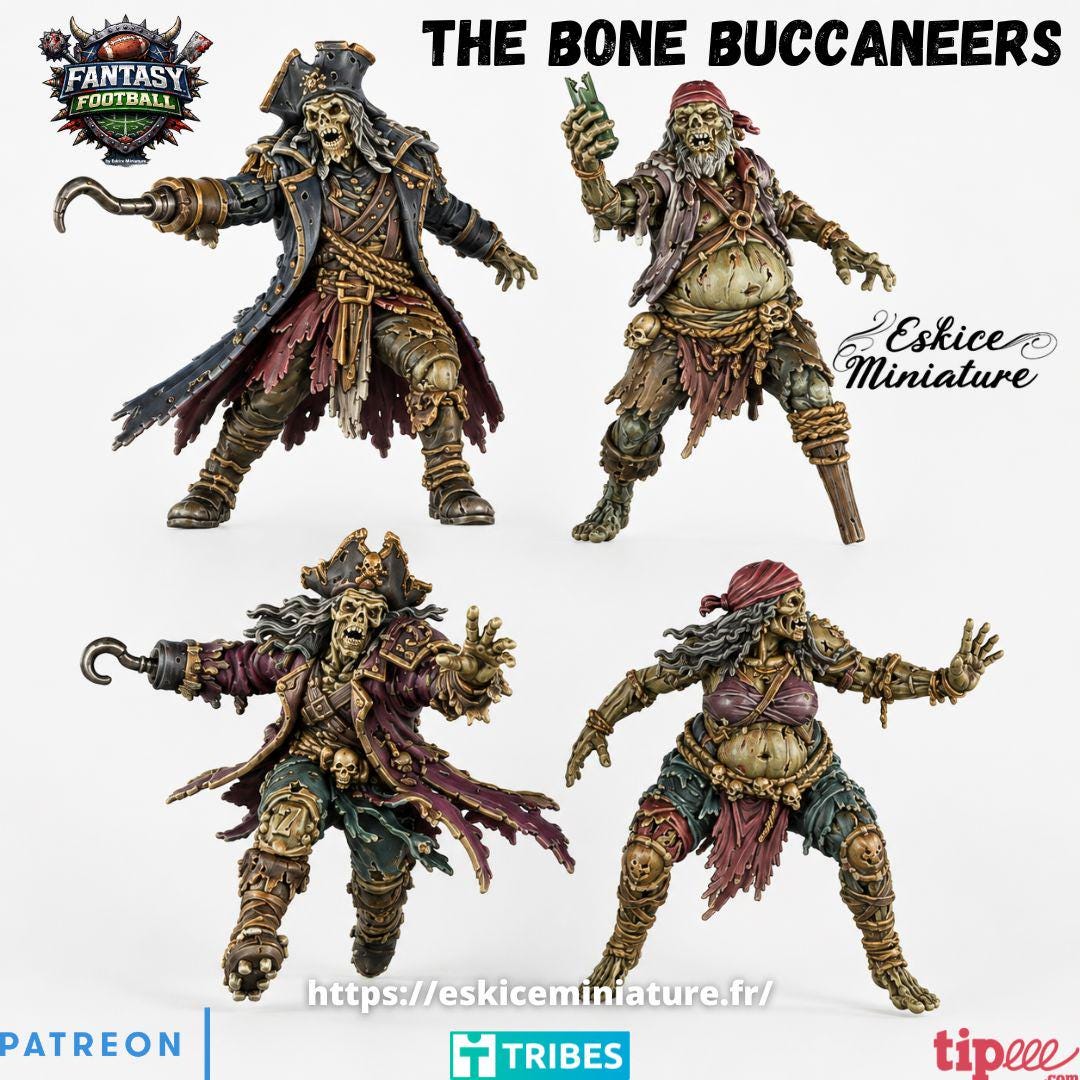 Fantasy Football The Bone Buccaneers Team 12 Models Highland Miniatures Various Scales