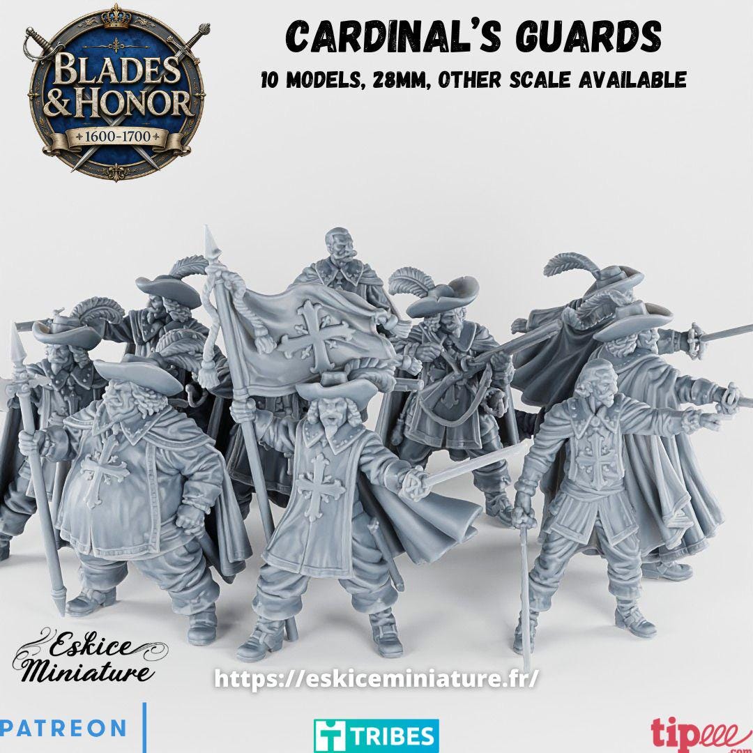 French Cardinal's Guards Set (10 models) Various Scales Historical Wargaming