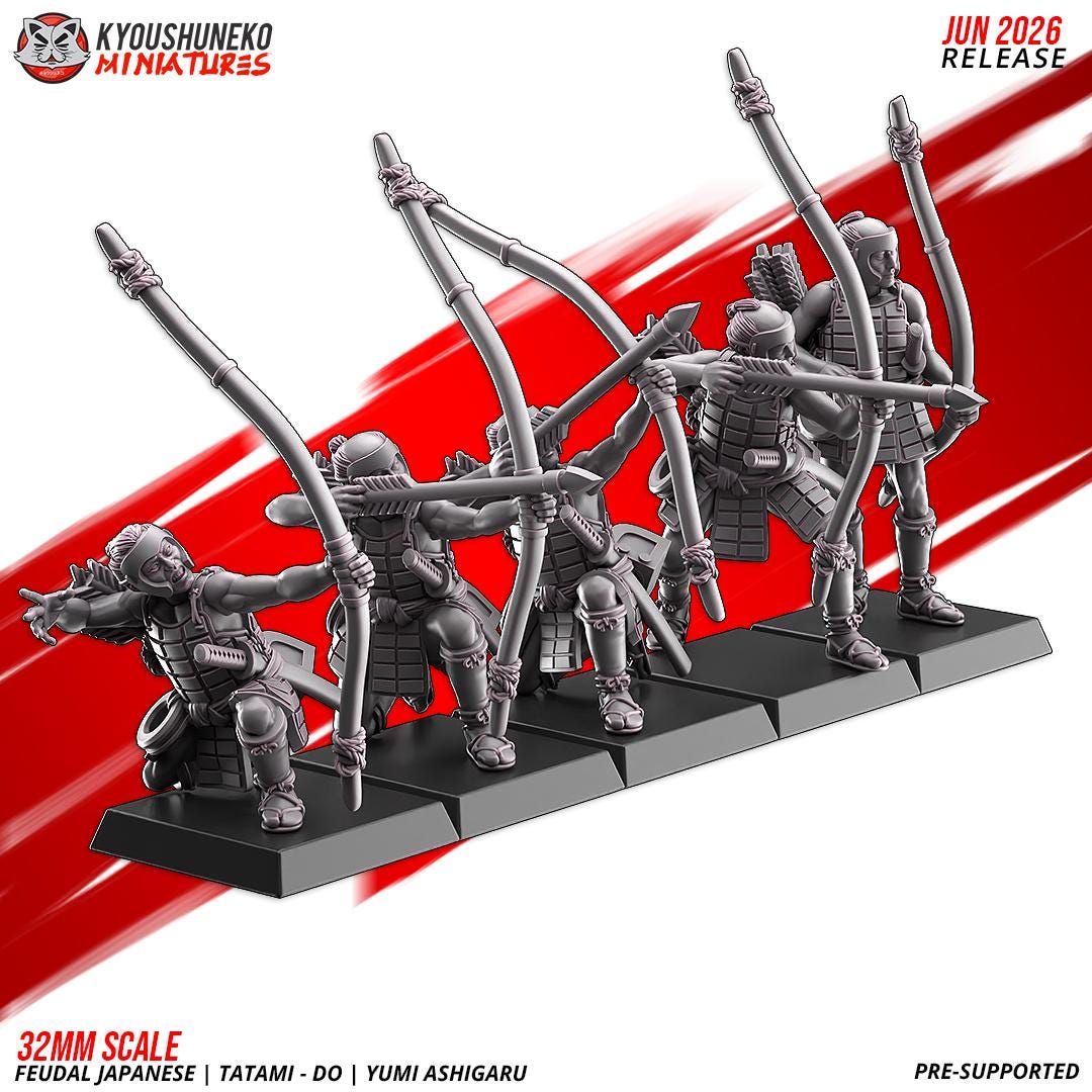 Feudal Japanese Late Sengoku Tatami-Do Ashigaru Archer Unit (10 models) Various Scales