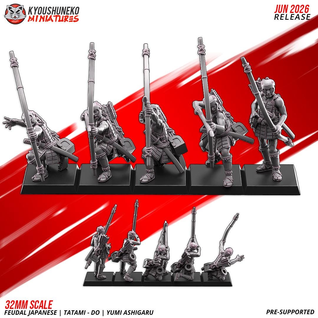 Feudal Japanese Late Sengoku Tatami-Do Ashigaru Archer Unit (10 models) Various Scales