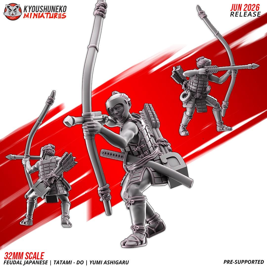 Feudal Japanese Late Sengoku Tatami-Do Ashigaru Archer Unit (10 models) Various Scales