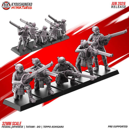 Feudal Japanese Late Sengoku Tatami-Do Ashigaru Musketmen Unit (10 models) Various Scales
