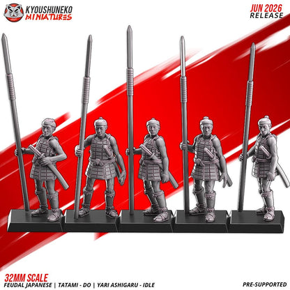 Feudal Japanese Late Sengoku Tatami-Do Ashigaru Spearmen Unit (10 models) Various Scales