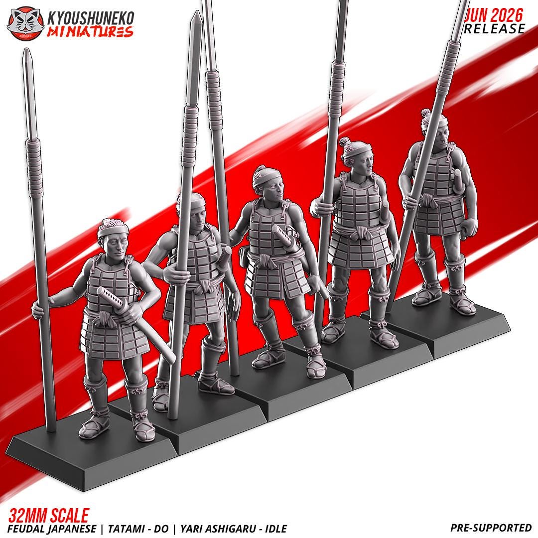 Feudal Japanese Late Sengoku Tatami-Do Ashigaru Spearmen Unit (10 models) Various Scales