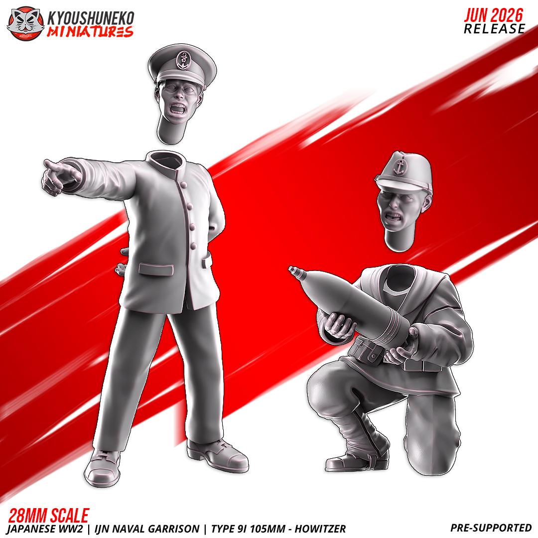 WWII Japanese Naval Garrison Type 91 105mm Howitzer with Crew Various Scales Historical Wargaming