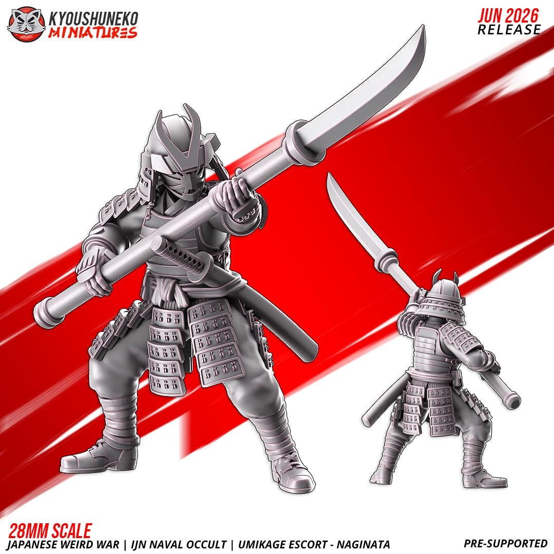 Weird War Japanese Naval Occult Umikage Escort Naginata Unit (10 models) Various Scales SF Wargaming