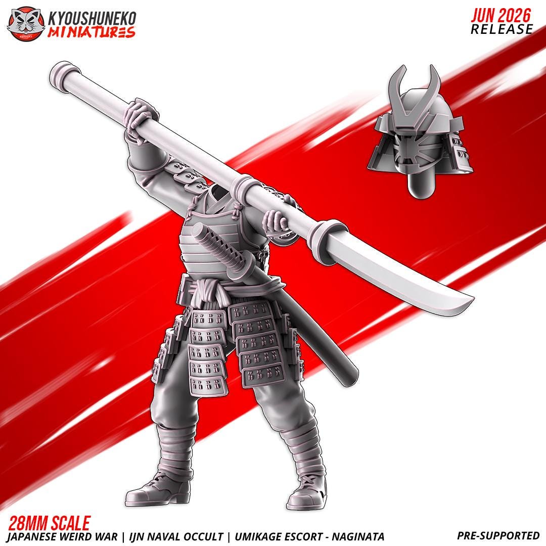 Weird War Japanese Naval Occult Umikage Escort Naginata Unit (10 models) Various Scales SF Wargaming